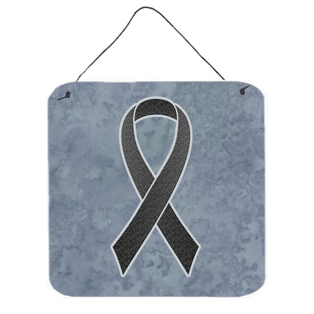 Black Ribbon For Melanoma Cancer Awareness Aluminium Metal Wall Or Door Hanging Prints, 6 X 6 In.